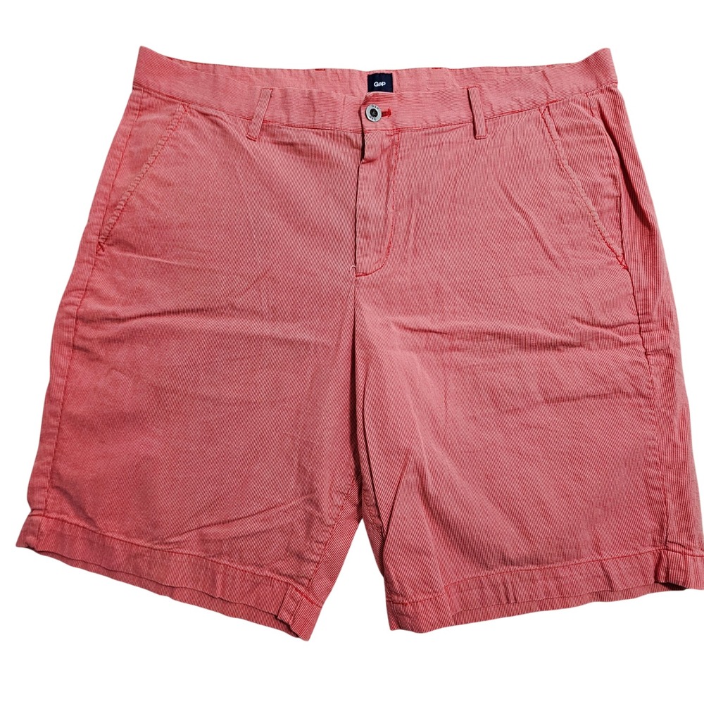 Gap Corded Stripe Shorts Mens 38 Bright Red Flat Front Summer S/451779-00